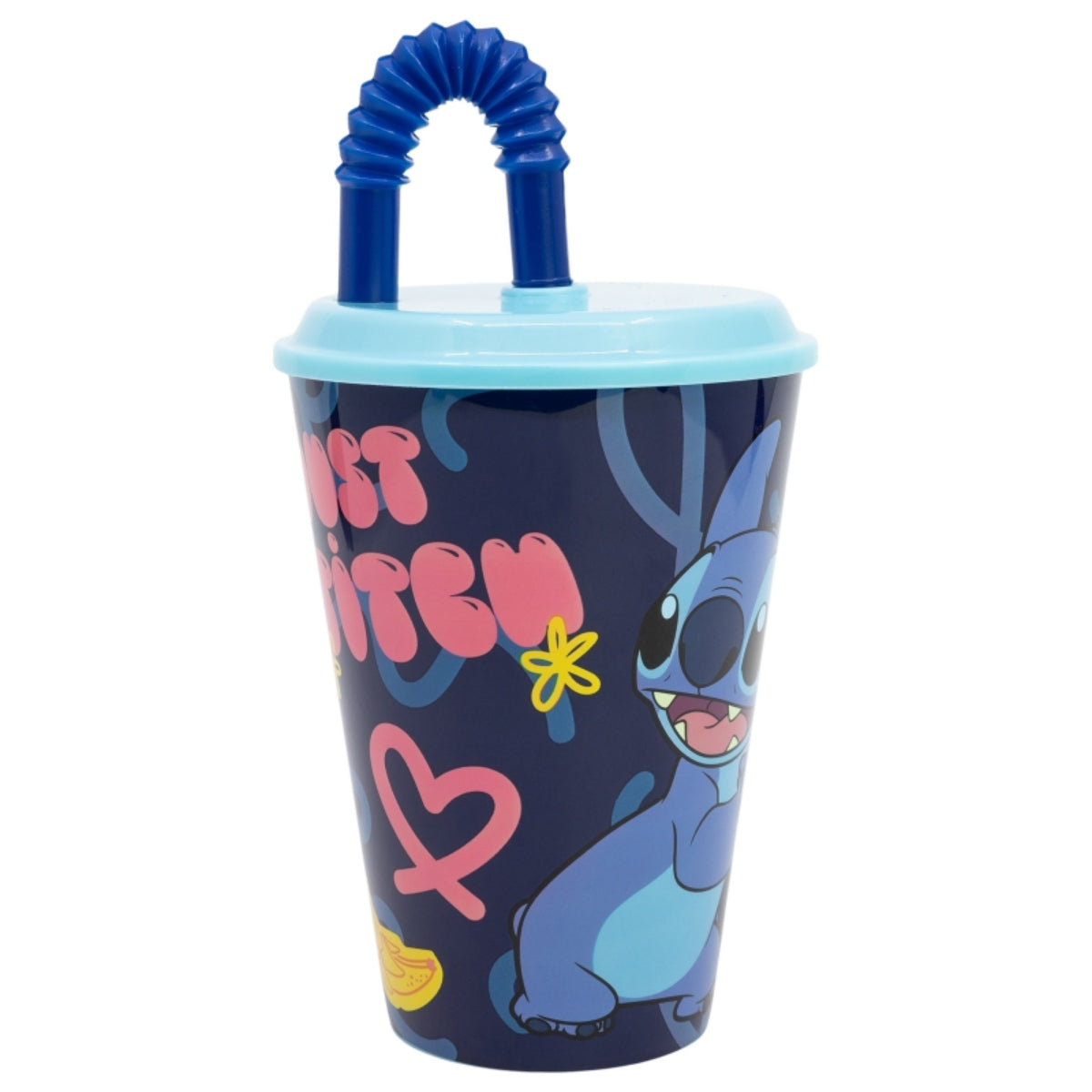 Disney Stitch Trinkbecher 430 ml mit Deckel und Strohhalm