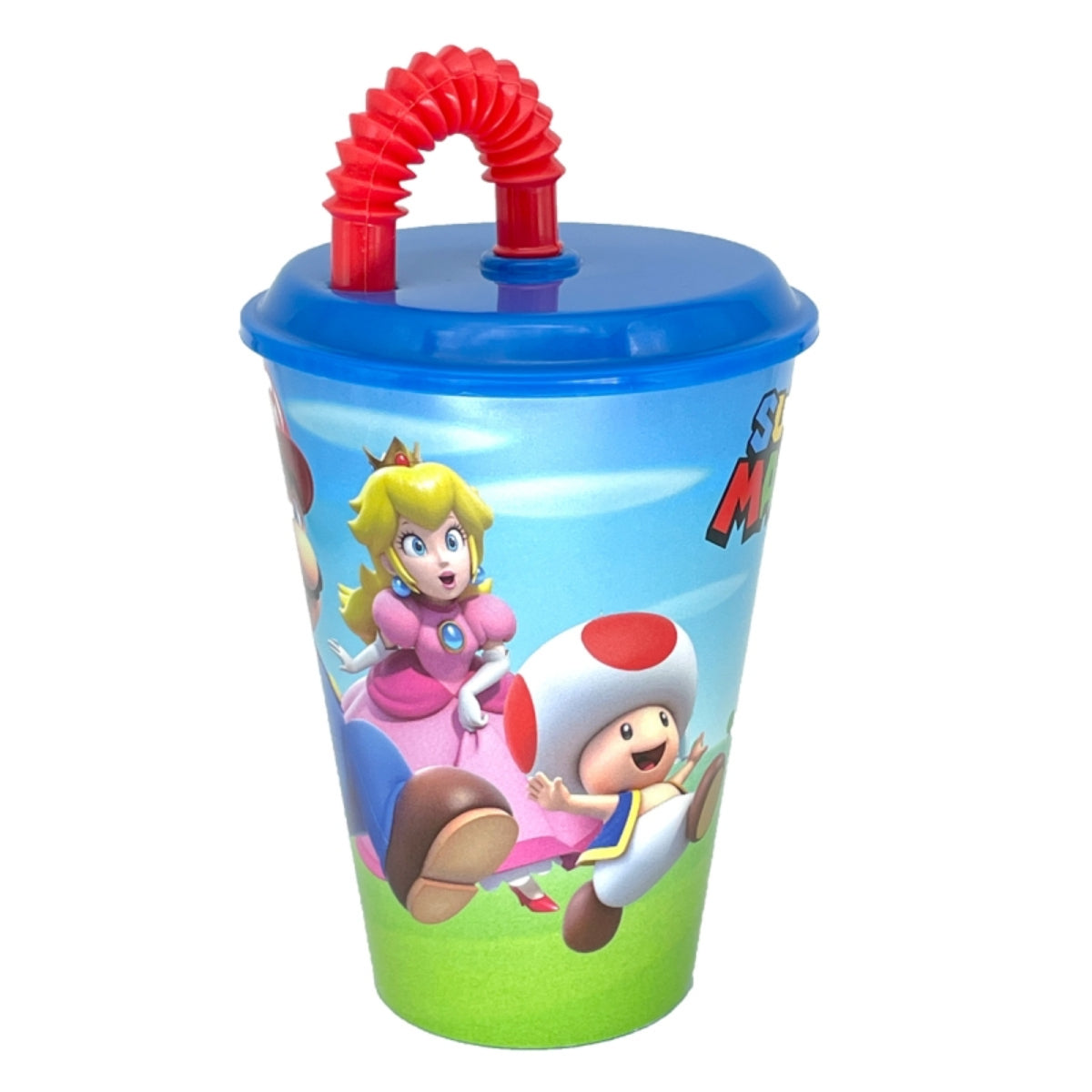 Super Mario Trinkbecher 430 ml mit Deckel und Strohhalm