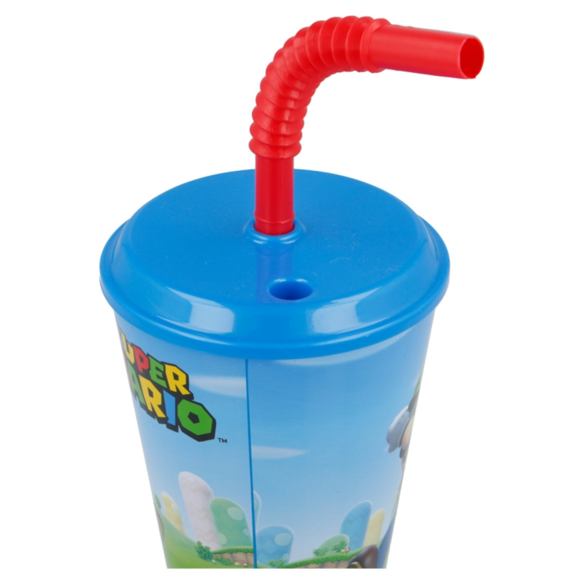 Super Mario Trinkbecher 430 ml mit Deckel und Strohhalm