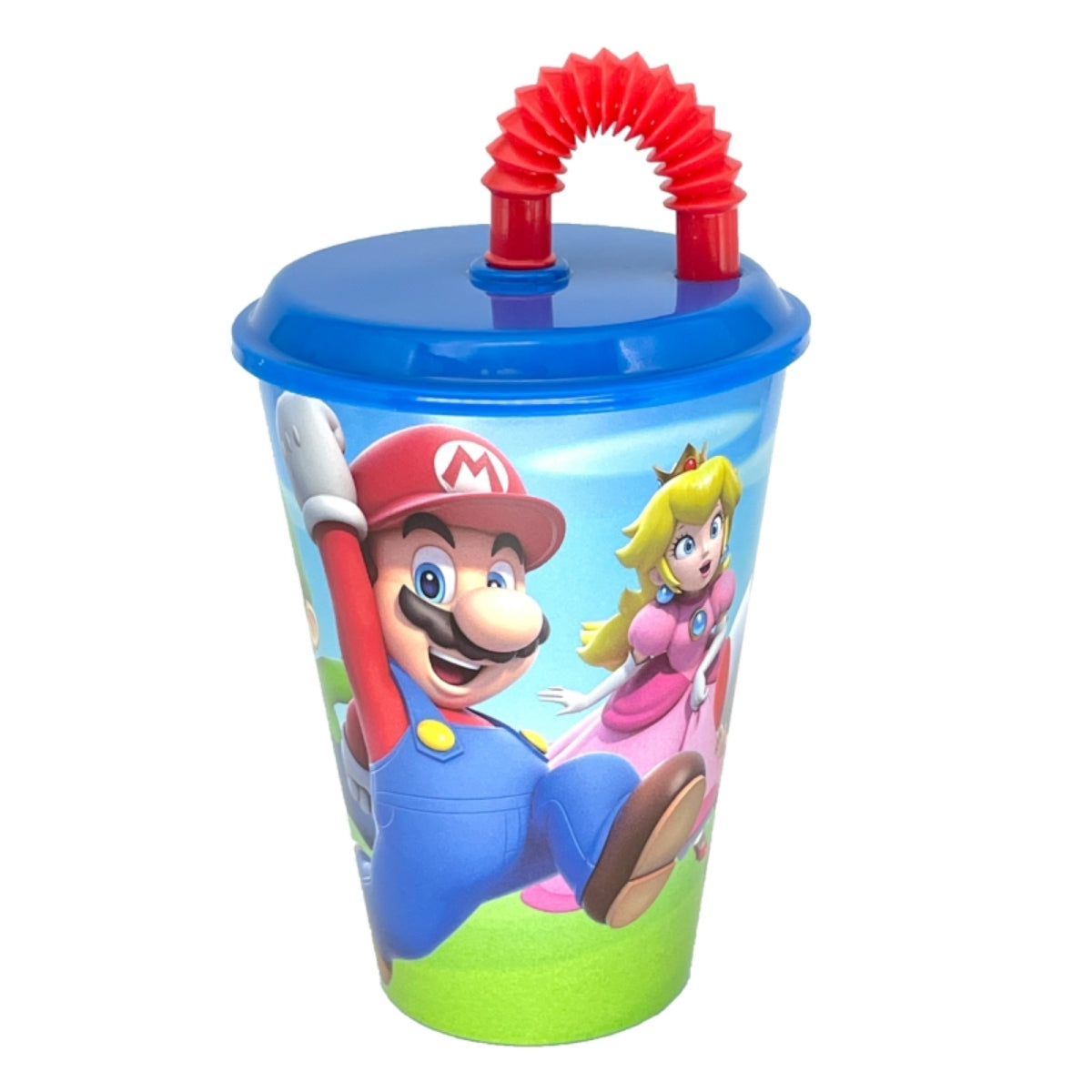 Super Mario Trinkbecher 430 ml mit Deckel und Strohhalm