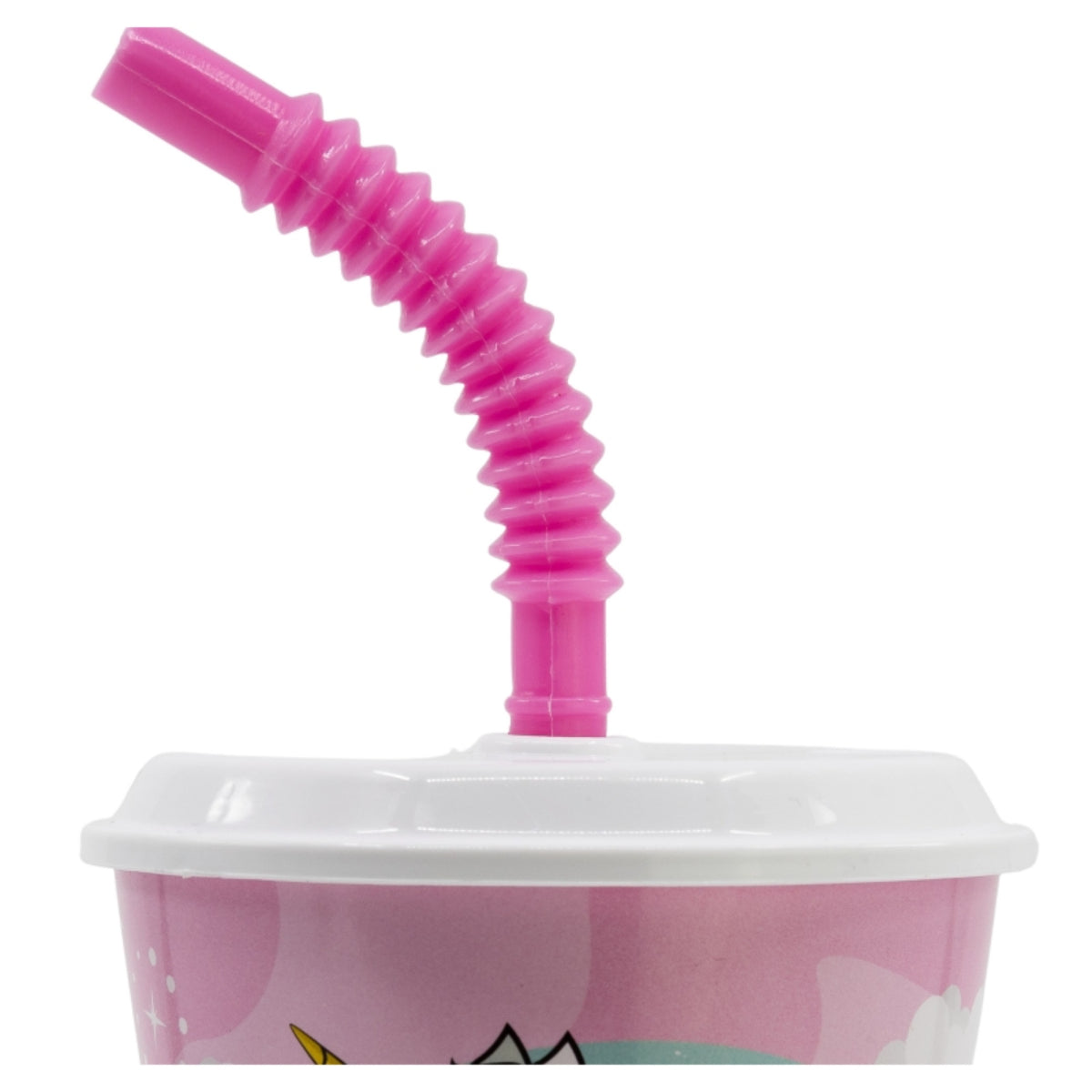 Unicorn Trinkbecher 430 ml mit Deckel und Strohhalm