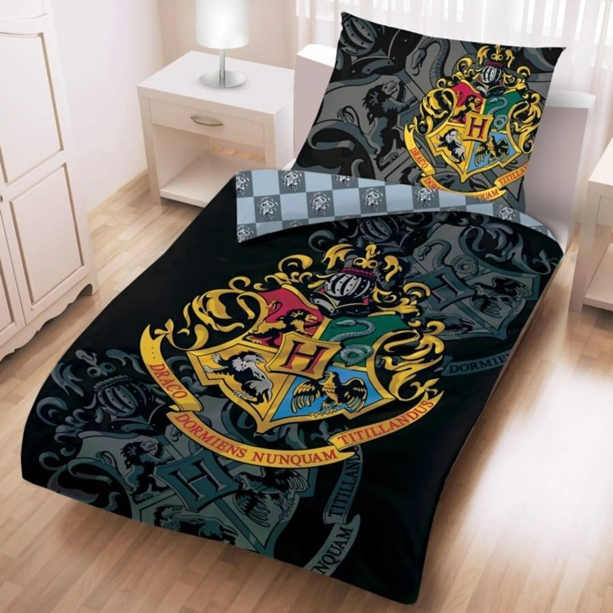 Harry Potter Bettwäsche Set aus Baumwolle Bettdeckenbezug 140 × 200 cm mit 70 × 90 cm Kissenbezug
