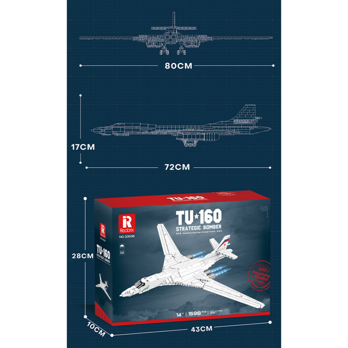 Reobrix 33036 Strategischer Bomber Klemmbaustein 1598 Teile ab 14