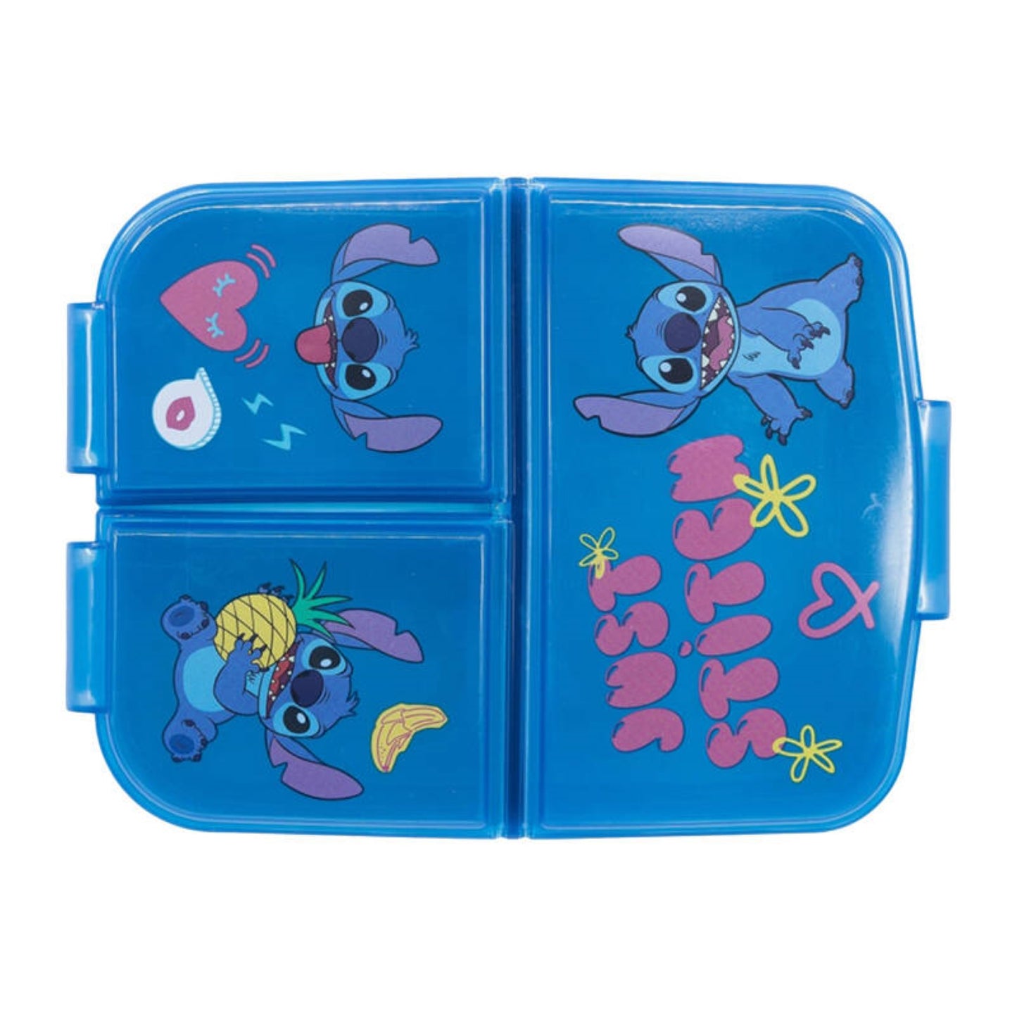Brotdose mit 3 Fächer Lilo&Stitch Lunchbox in Blau Frühstücksbox für Kinder