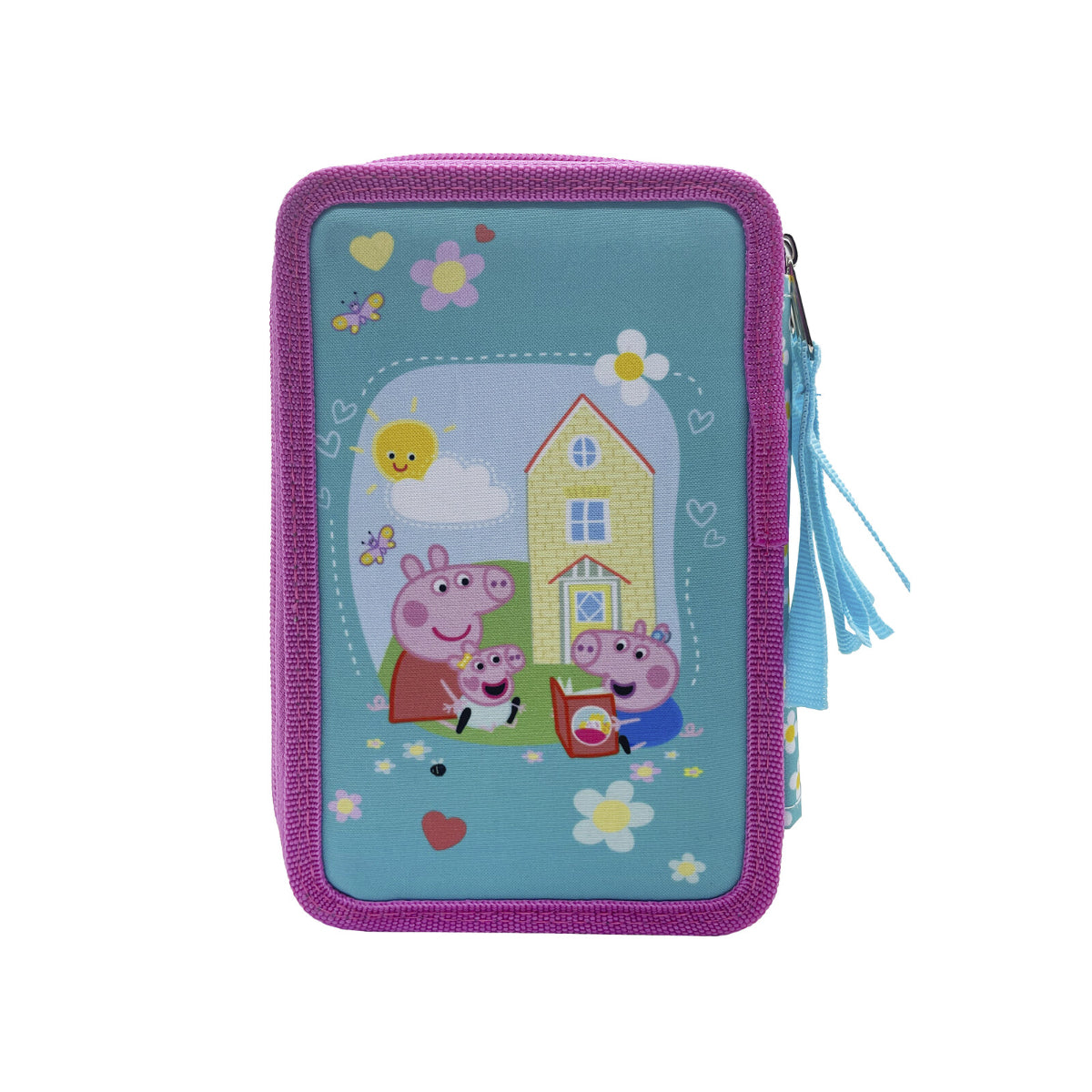 Peppa Pig Federmäppchen gefüllt 3 Fächer Schreibwaren Set Schule Zuhause