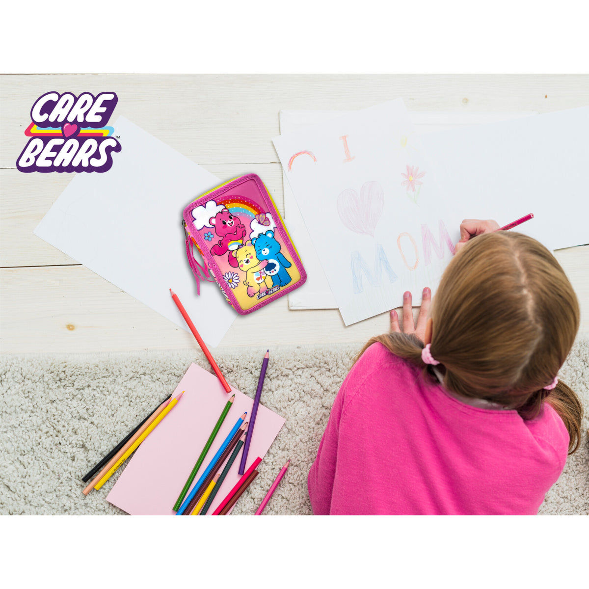 Care Bears Federmäppchen gefüllt 3 Fächer Schreibwaren Set Schule Zuhause