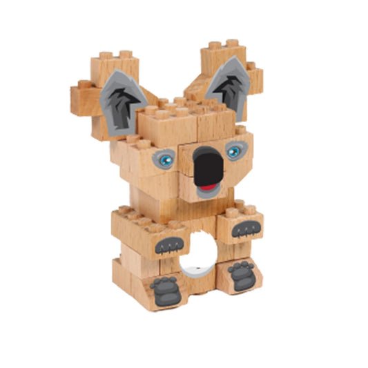 FabBrix WWF Koala Wooden Bricks Holzbausteine, Klemmbausteine aus zertifiziertem Buchenholz, 100% kompatibel mit konventionellen Bausteinen