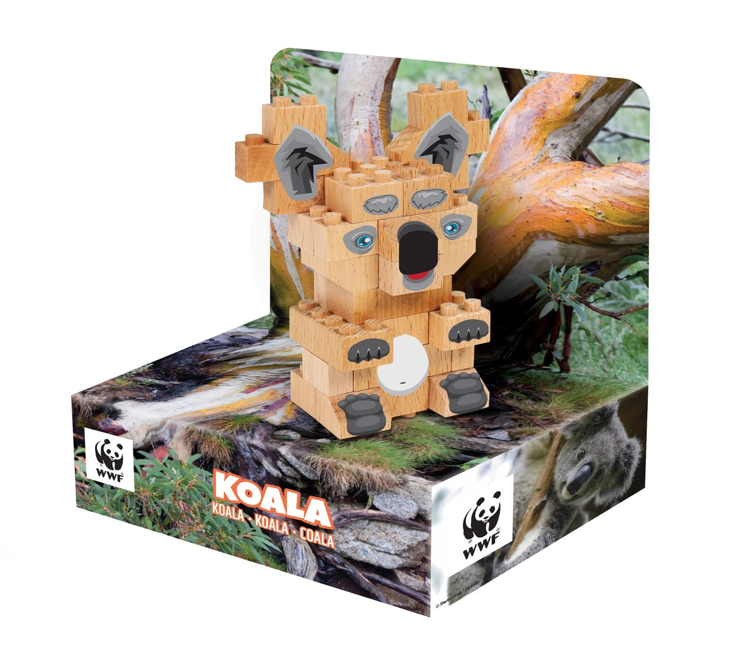 FabBrix WWF Koala Wooden Bricks Holzbausteine, Klemmbausteine aus zertifiziertem Buchenholz, 100% kompatibel mit konventionellen Bausteinen
