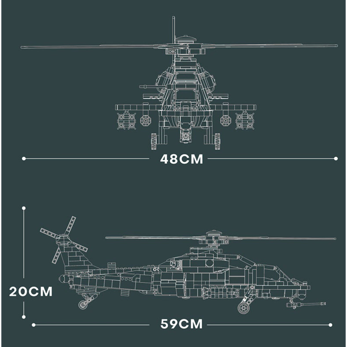 Reobrix WZ10 Helikopter Klemmbaustein Modell 1366 Teile ab 14