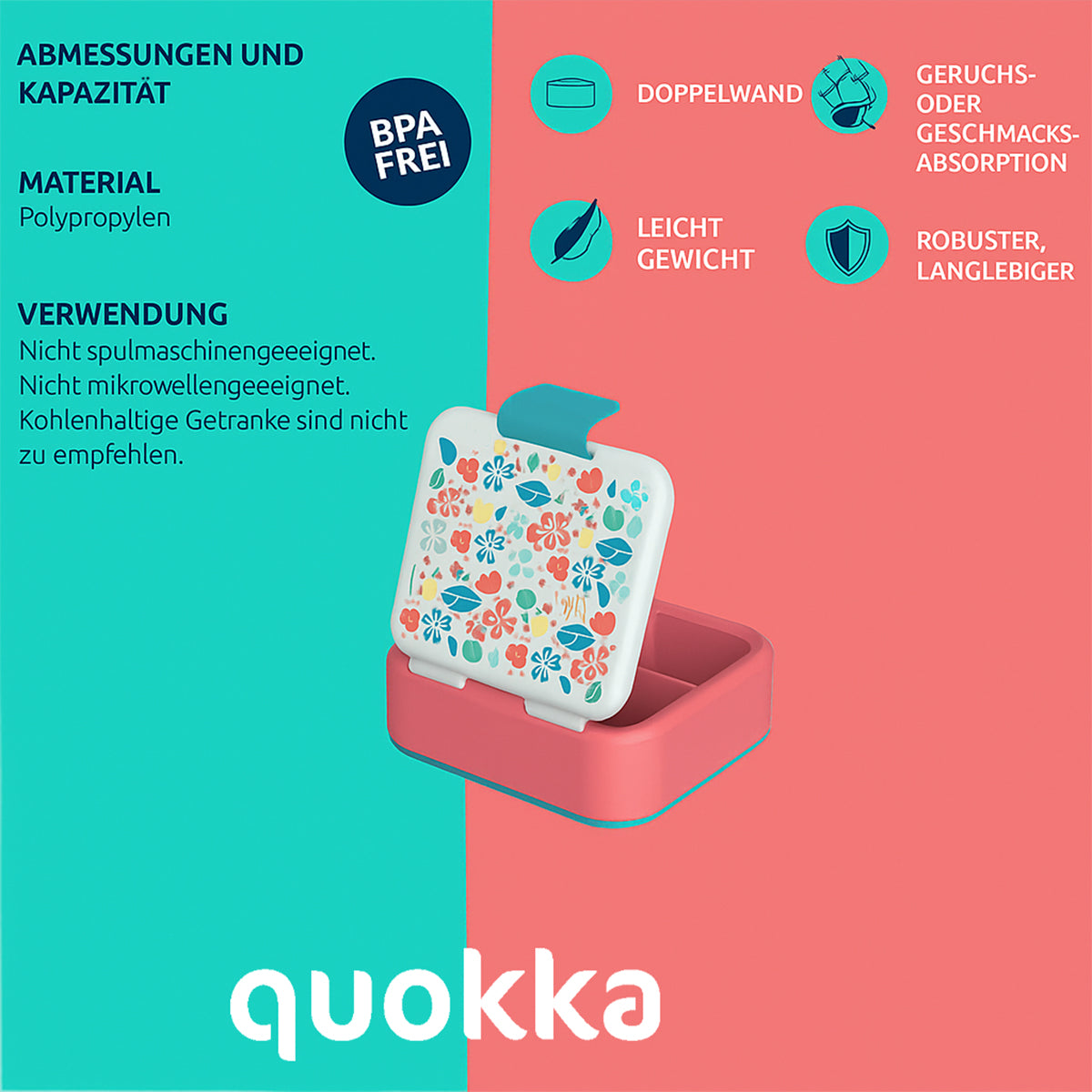 Quokka Tigers Brotdose Doppelwand Kinder Lunchbox 3-Fächer
