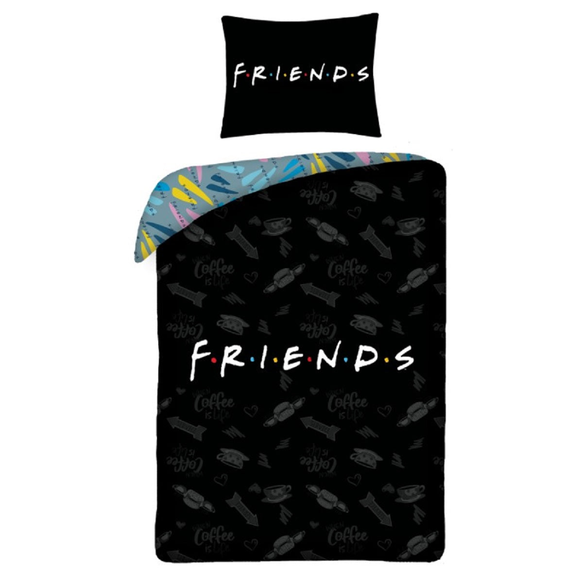 Friends Bettwäsche Set aus Baumwolle Bettdeckenbezug 140 × 200 cm mit 70 × 90 cm Kissenbezug