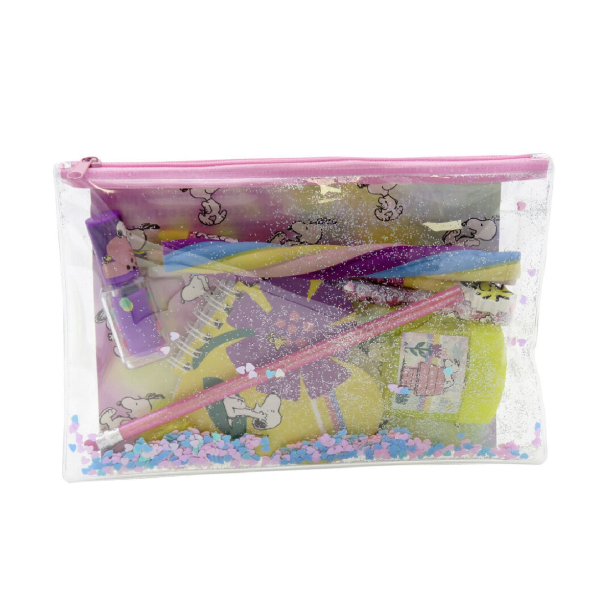 Snoopy Jumbo Federmäppchen Schreibset mit Schreibwaren Zubehör Glitzer Etui
