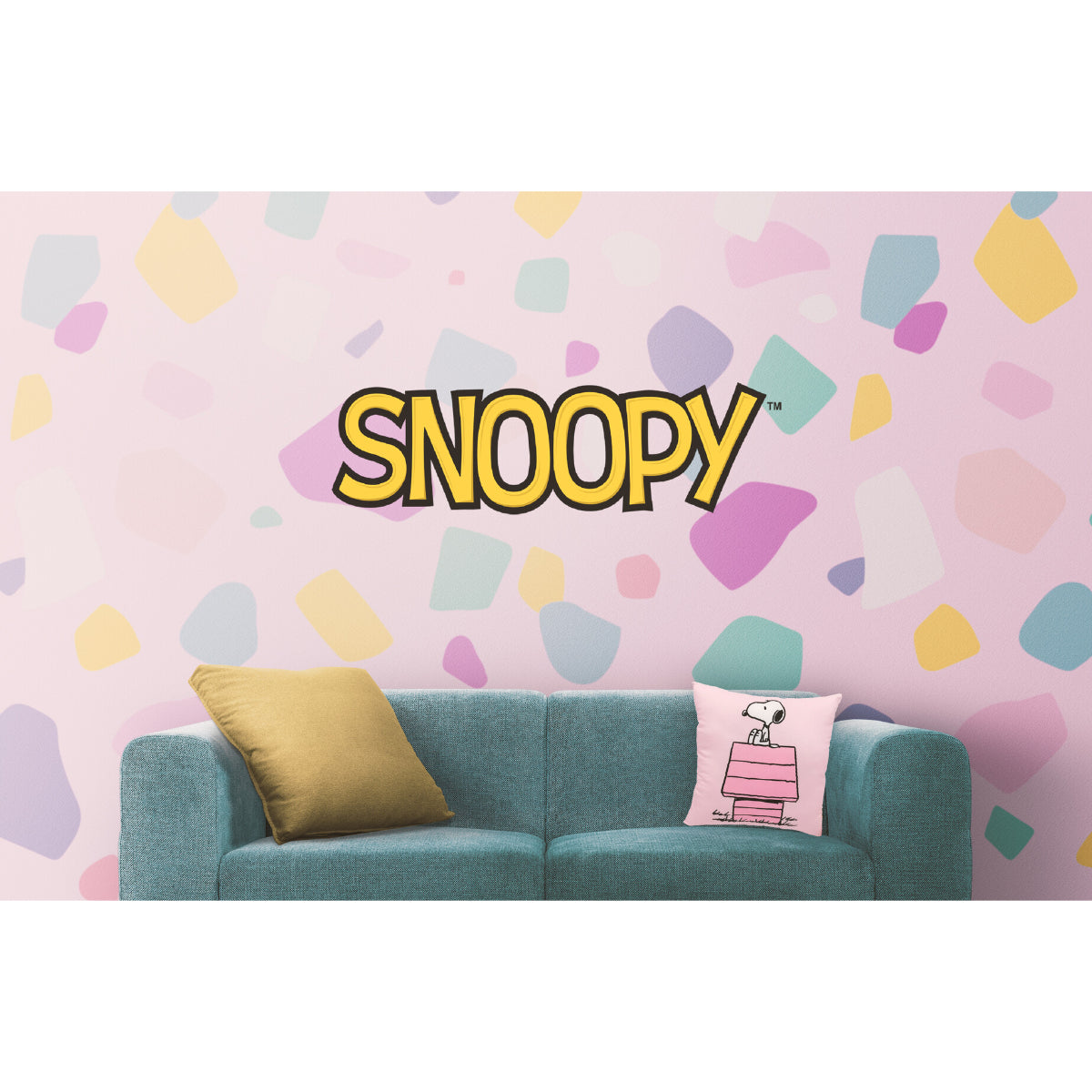 Snoopy Dekokissen rosa Kuschelkissen Zierkissen Wohnaccessoire 35x35 cm