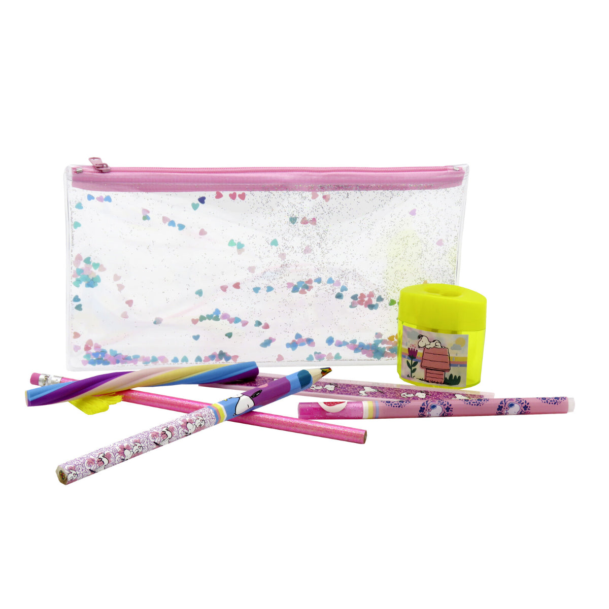 Snoopy Schreibwaren Set mit Federmäppchen Lineal Radiergummi und Stift