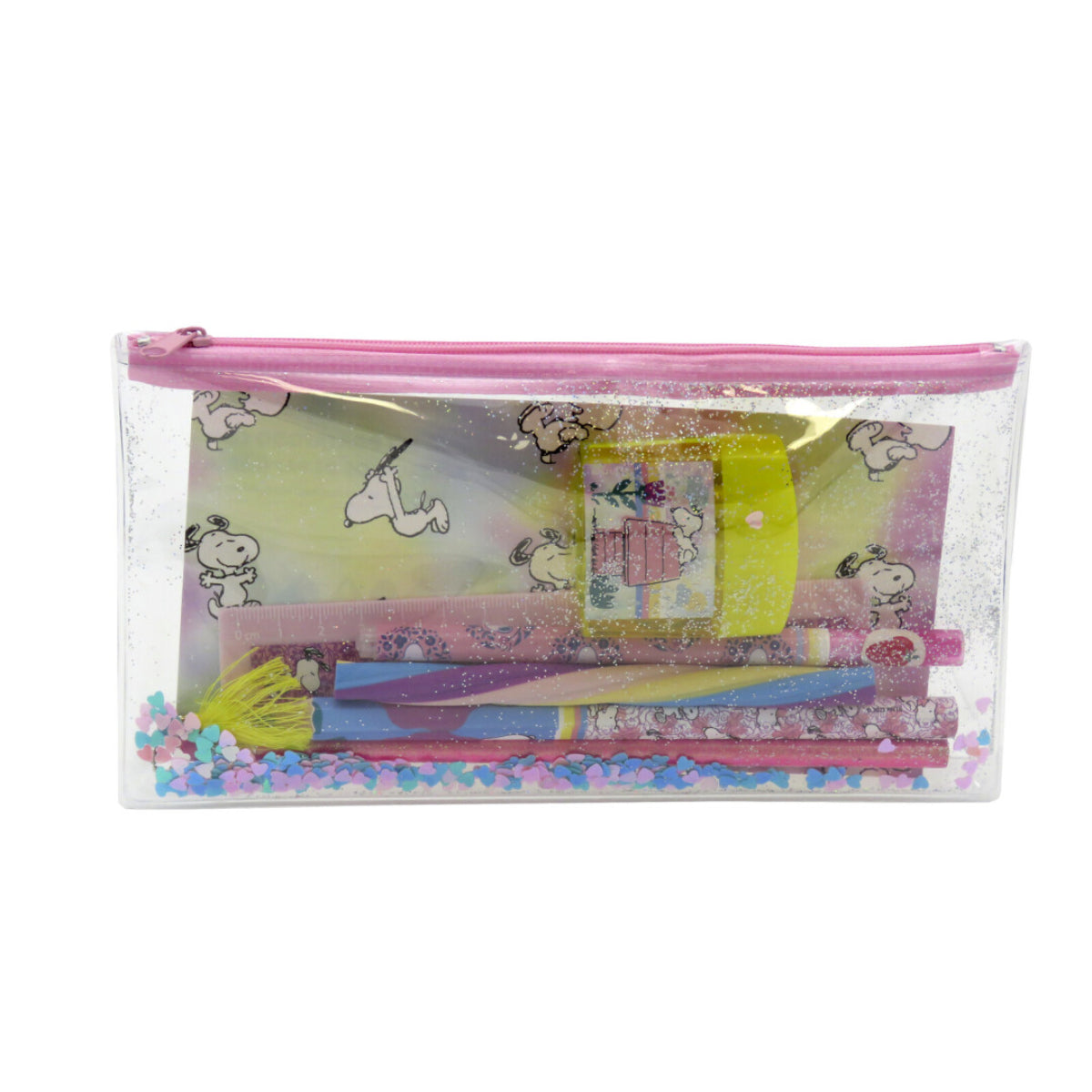 Snoopy Schreibwaren Set mit Federmäppchen Lineal Radiergummi und Stift