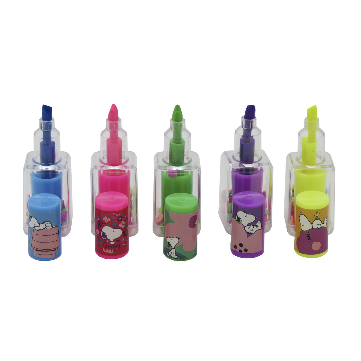 Snoopy Marker Set 5 Farben Textmarker Filzstifte Schreibwaren im Zip Beutel