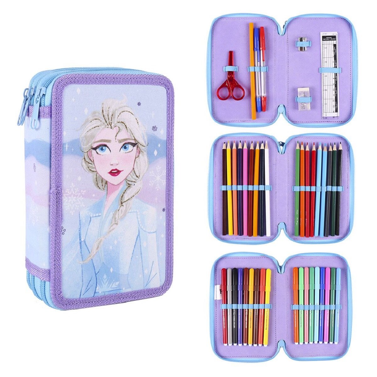 Frozen Disney Gefülltes Etui Komplett 44-teiliges Federmäppchen für Kinder