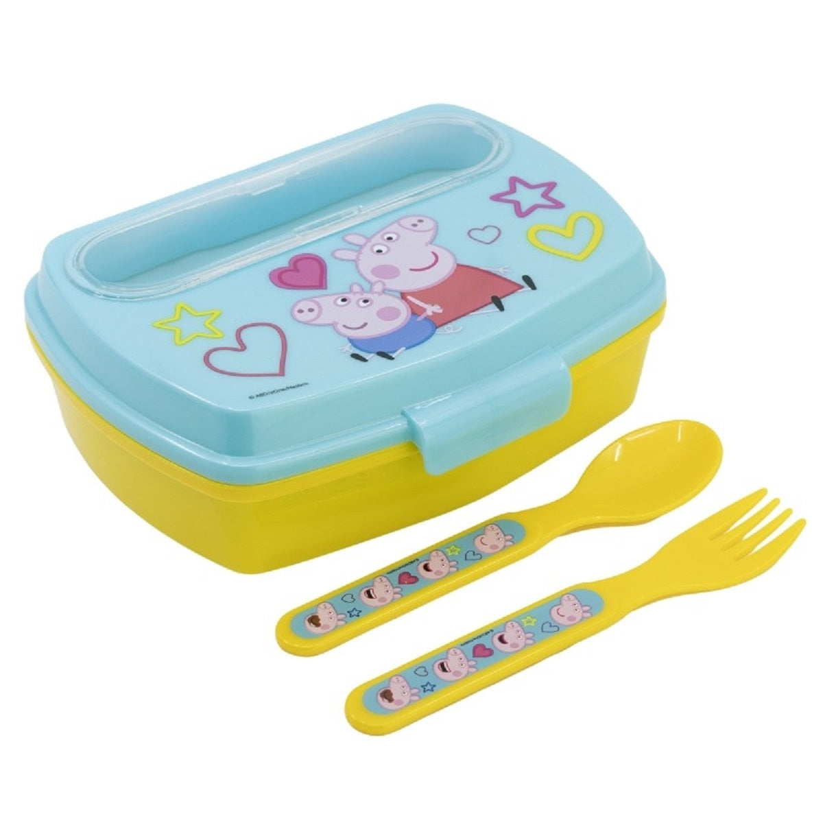 Peppa Pig Kinder Brotdose mit Besteck – Lunchbox Pausenbox Schulbrotbox