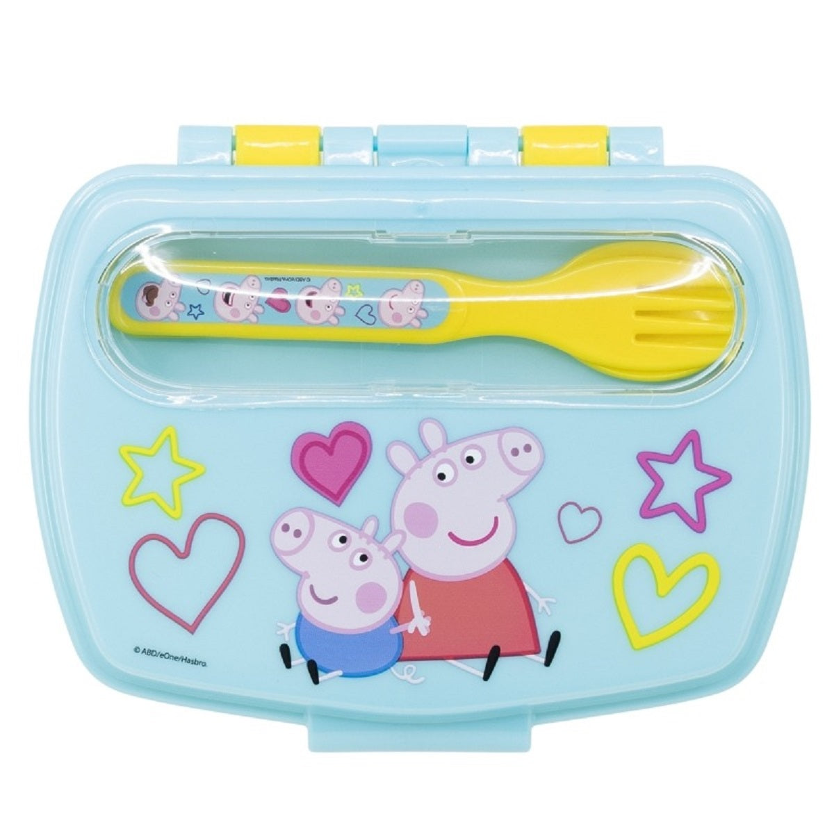 Peppa Pig Kinder Brotdose mit Besteck – Lunchbox Pausenbox Schulbrotbox