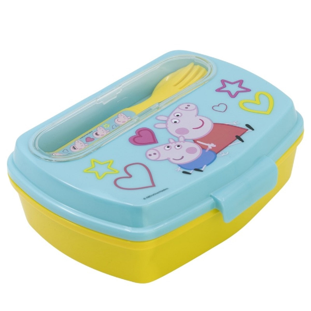 Peppa Pig Kinder Brotdose mit Besteck – Lunchbox Pausenbox Schulbrotbox