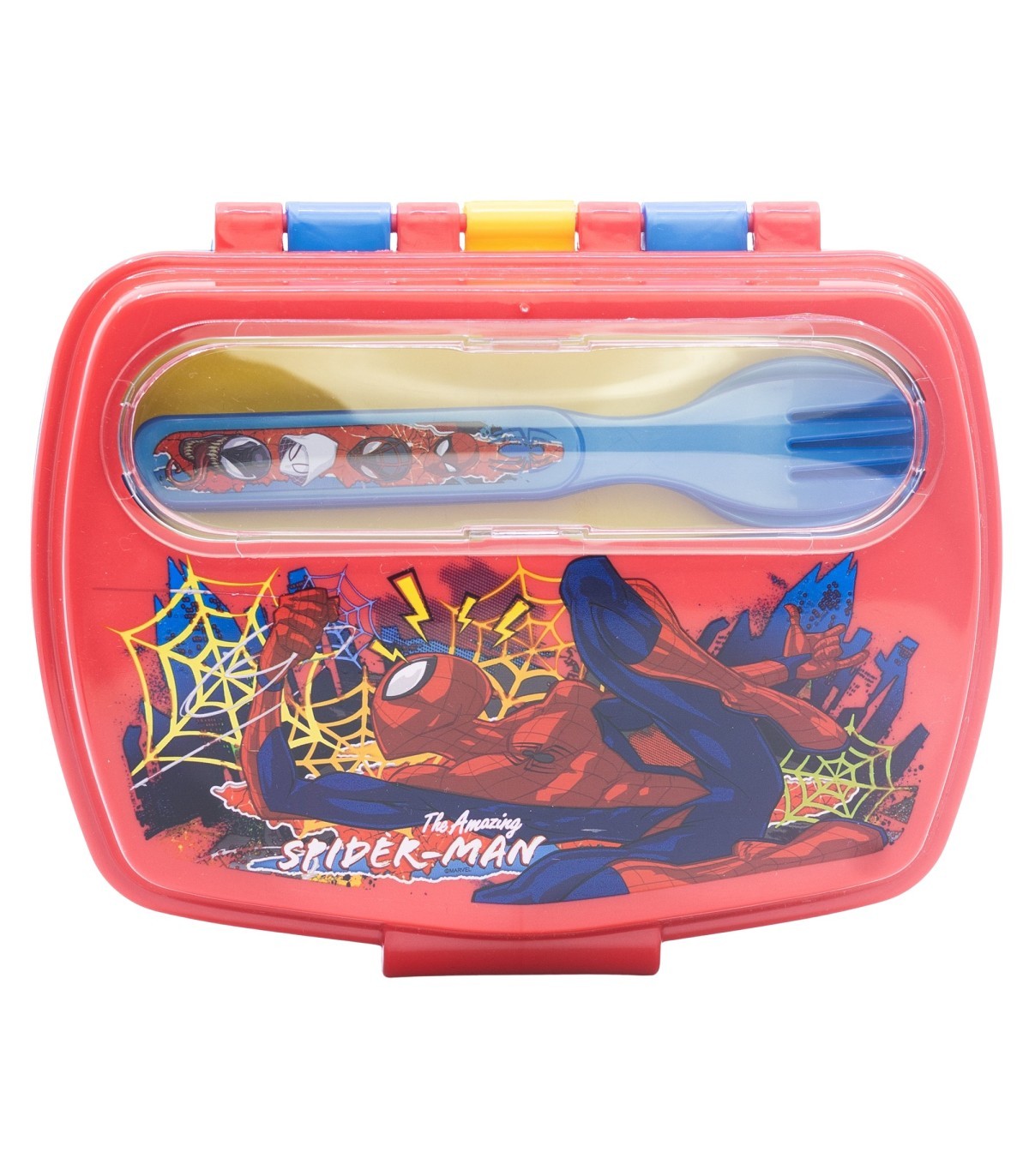 Spiderman Sandwichbox mit Besteck Kinder Brotdose Lunchbox