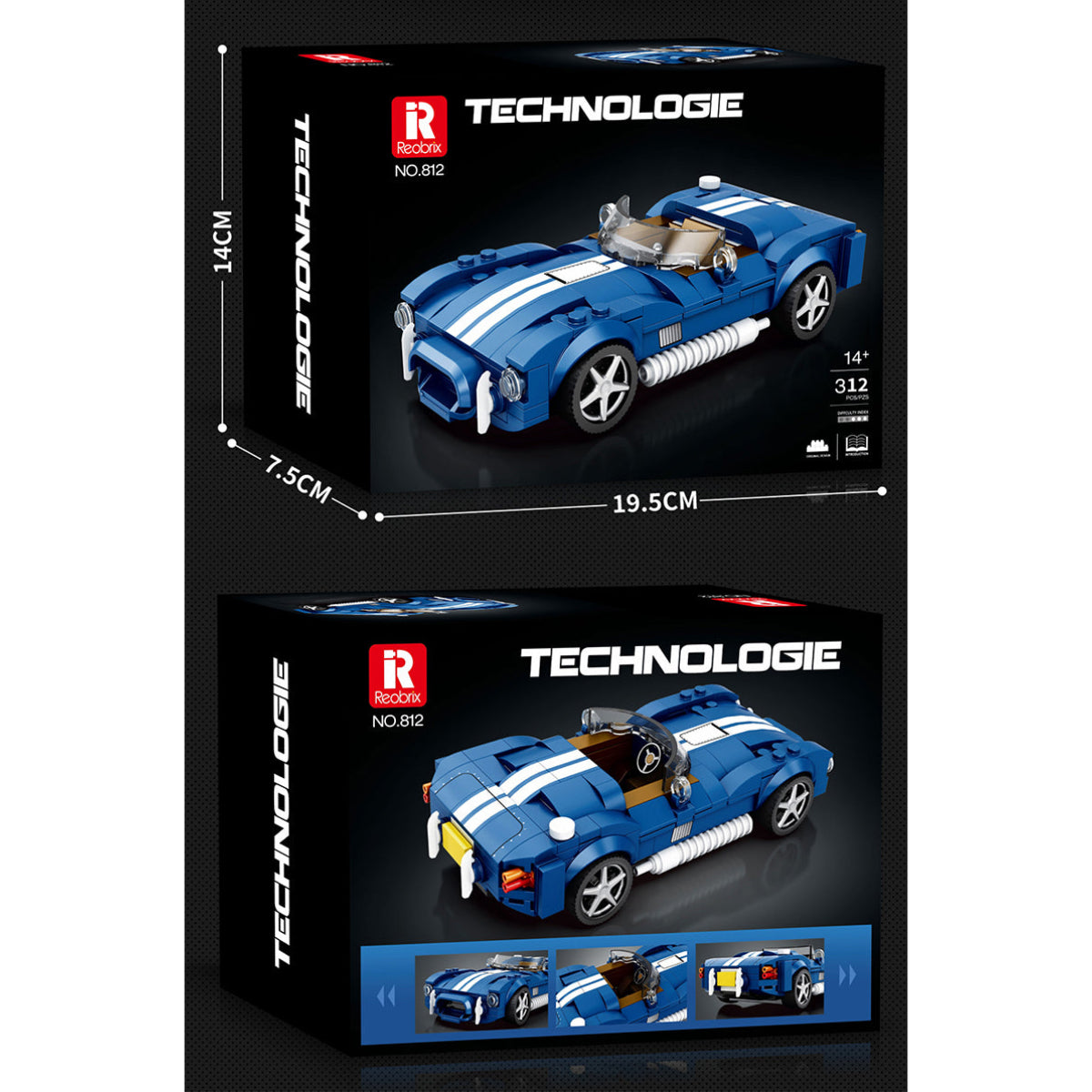 Reobrix 812 Roadster 1:24 Klemmbaustein Auto 312 Teile ab 14