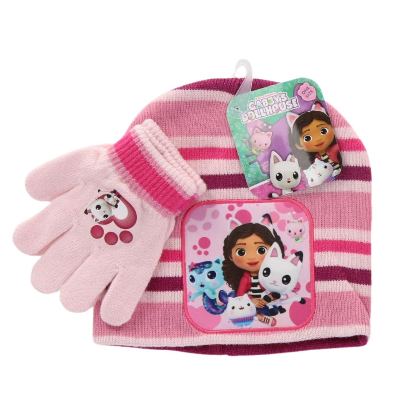 Gabby’s Dollhouse Mütze und Handschuhe Set Kinder Rosa & Pink