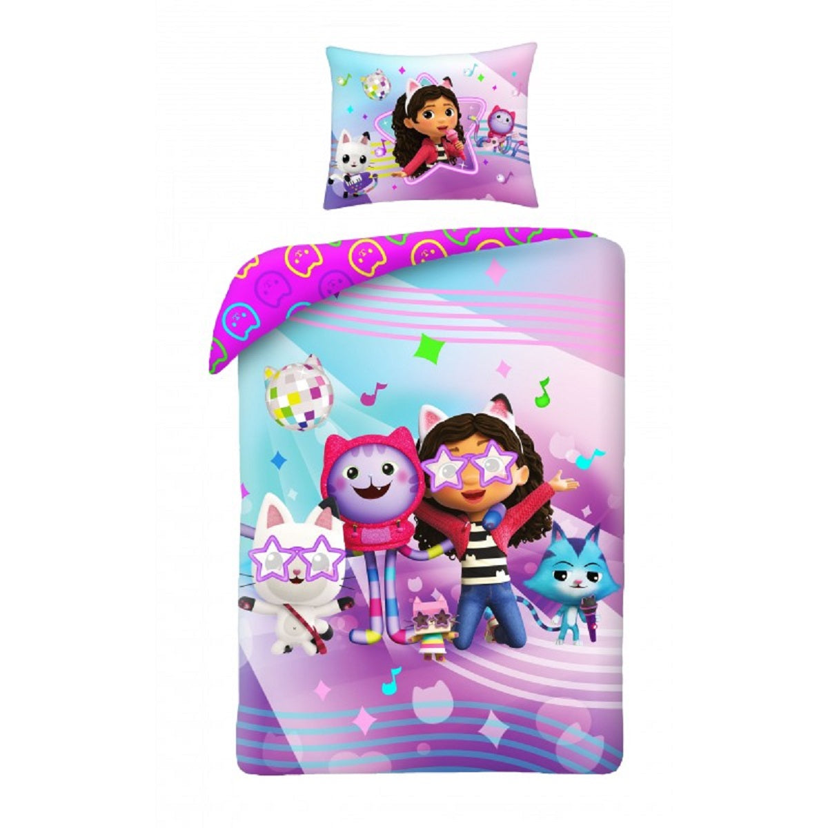 Gabby's Dollhouse Bettwäsche Set aus Baumwolle Bettdeckenbezug 160 × 200 cm mit 70 × 80 cm Kissenbezug