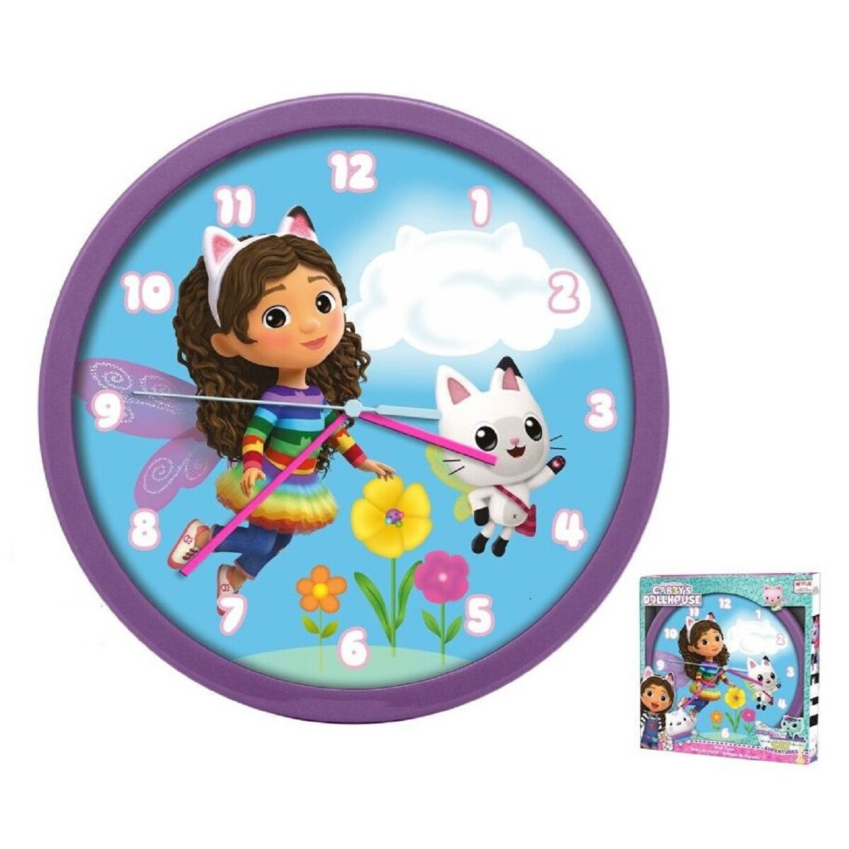 Gabby's Dollhouse analoge Wanduhr mit 25cm Durchmesser Stilvolle Zeitmessung