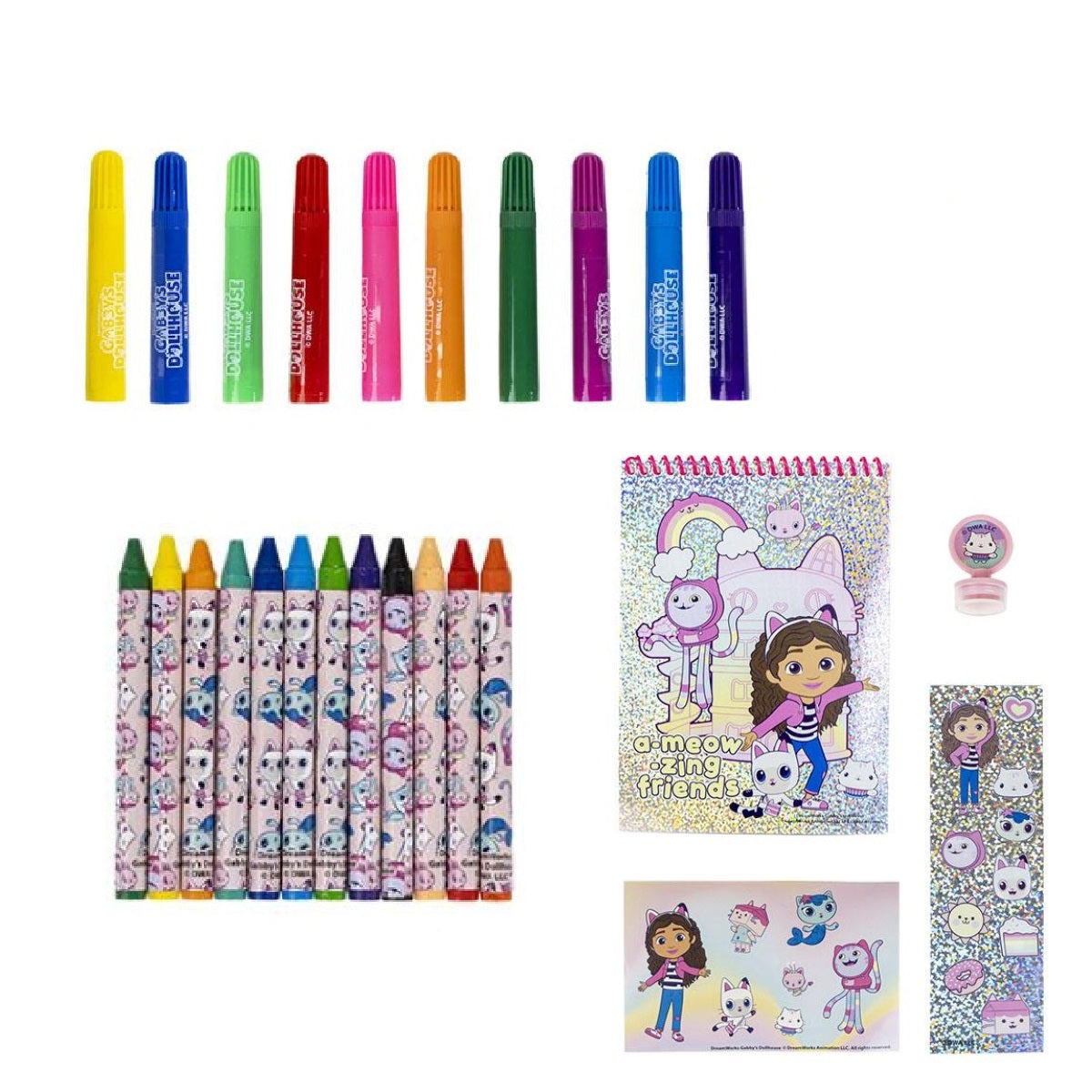 Gabby’s Dollhouse Mal- und Schreibset Kinder Schreibwaren-Set zum Ausmalen