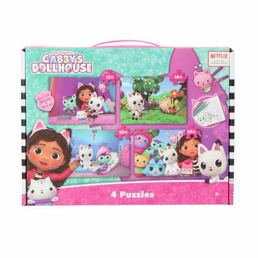 Gabby's Dollhouse Puzzlekollektion Puzzle 4er-Pack unterhaltsames Set für Kinder