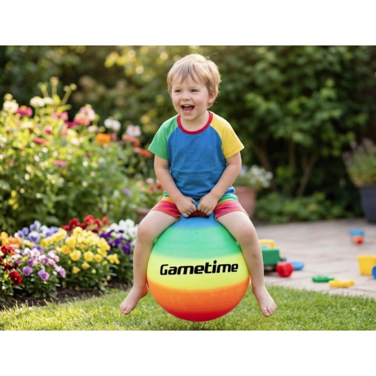 Gametime Hüpfball Kinder mit Griffen für Garten Freizeit Bewegung und Spielspaß