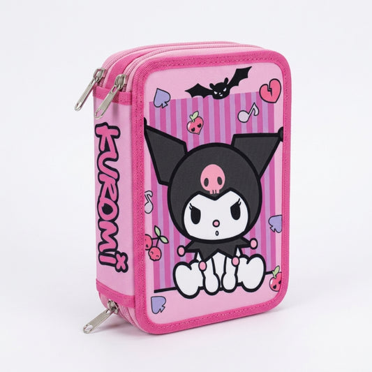 Hello Kitty Kuromi Federmäppchen Kinder 44 teilig gefüllt in Rosa für Schule und Freizeit