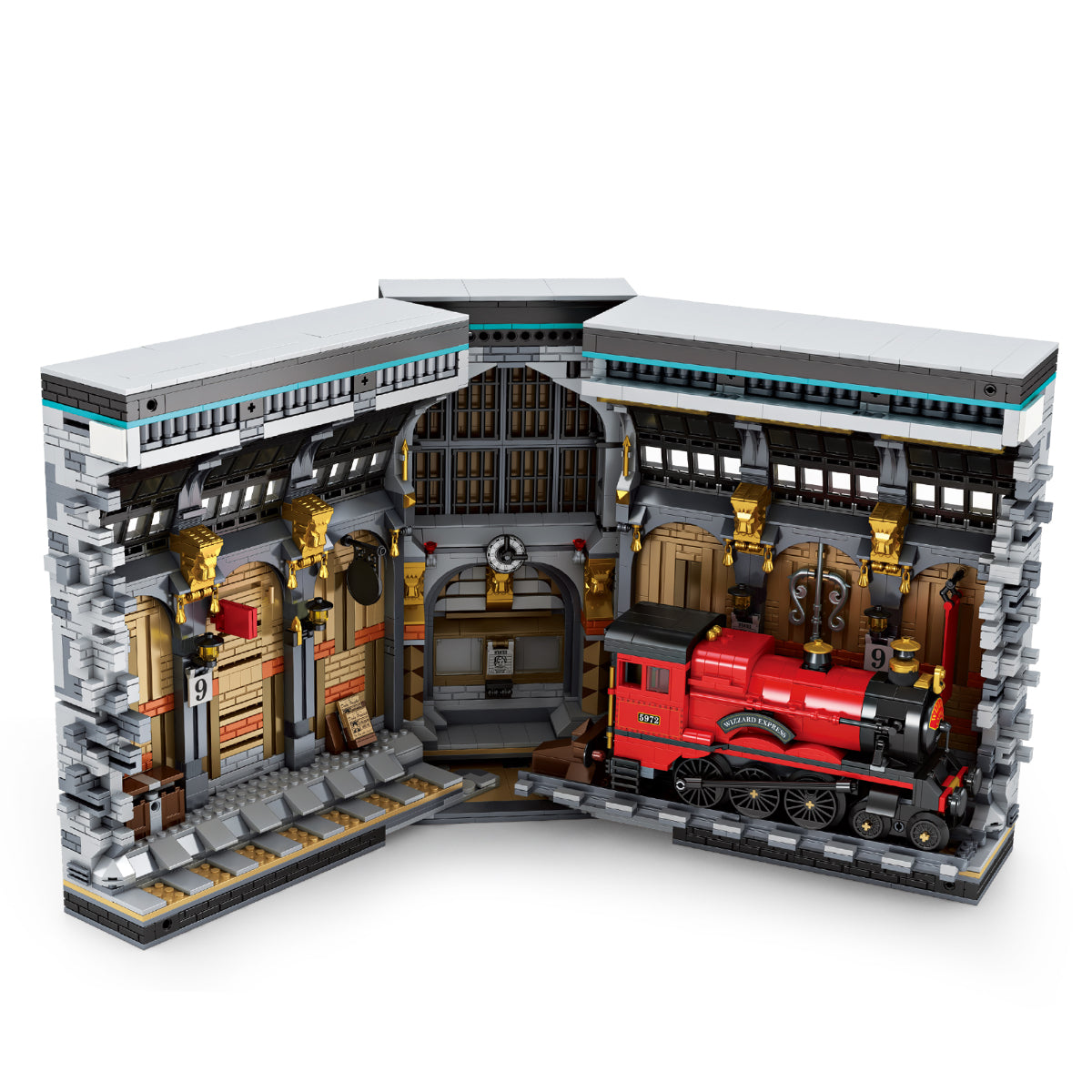 Reobrix 66031 Bahnhof Gebäude Klemmbaustein Modell mit Zug 3060 Teile ab 14