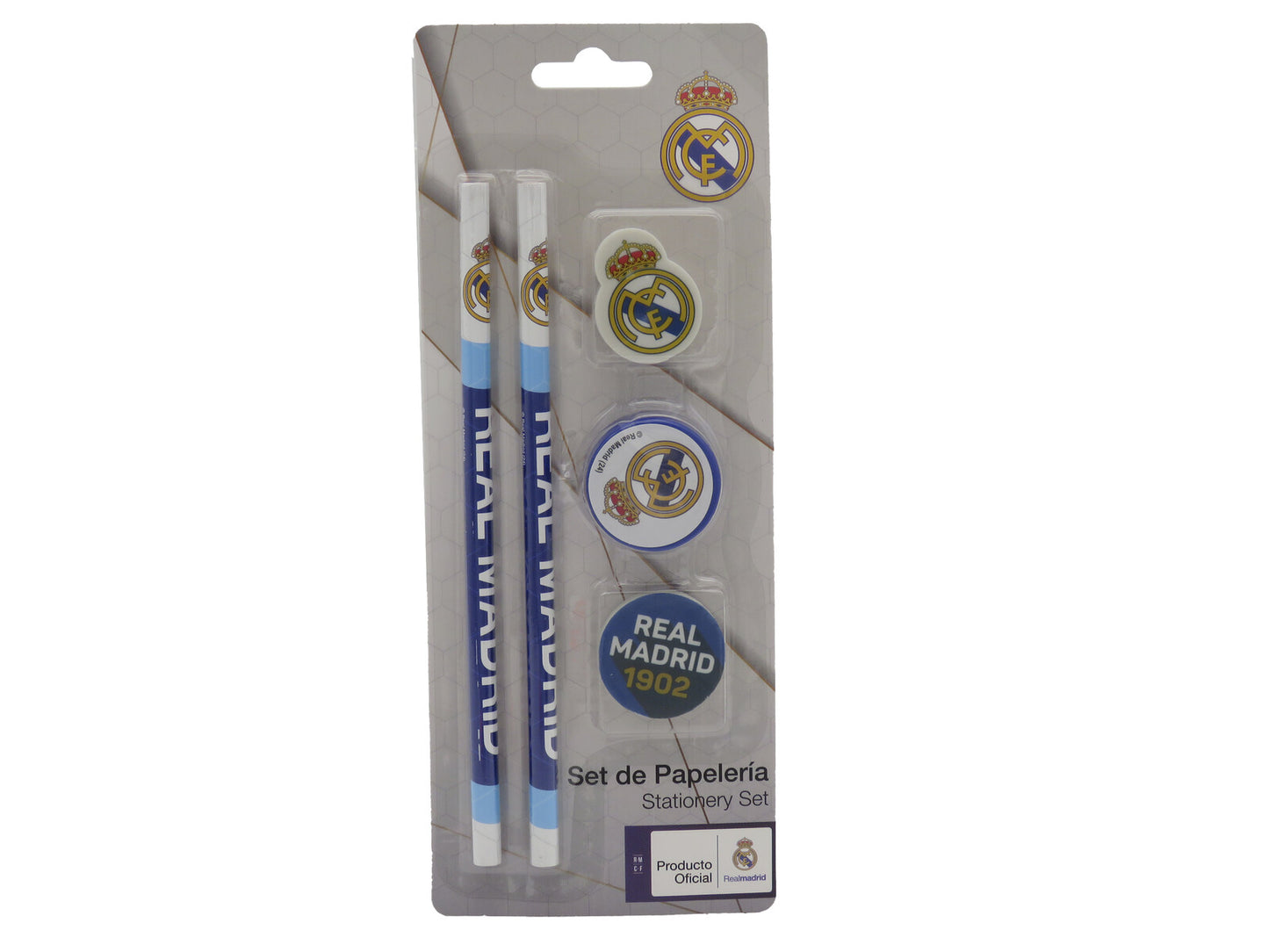 Real Madrid 5-teiliges Schreibwarenset Schulset mit Bleistiften Radiergummis Spitzer
