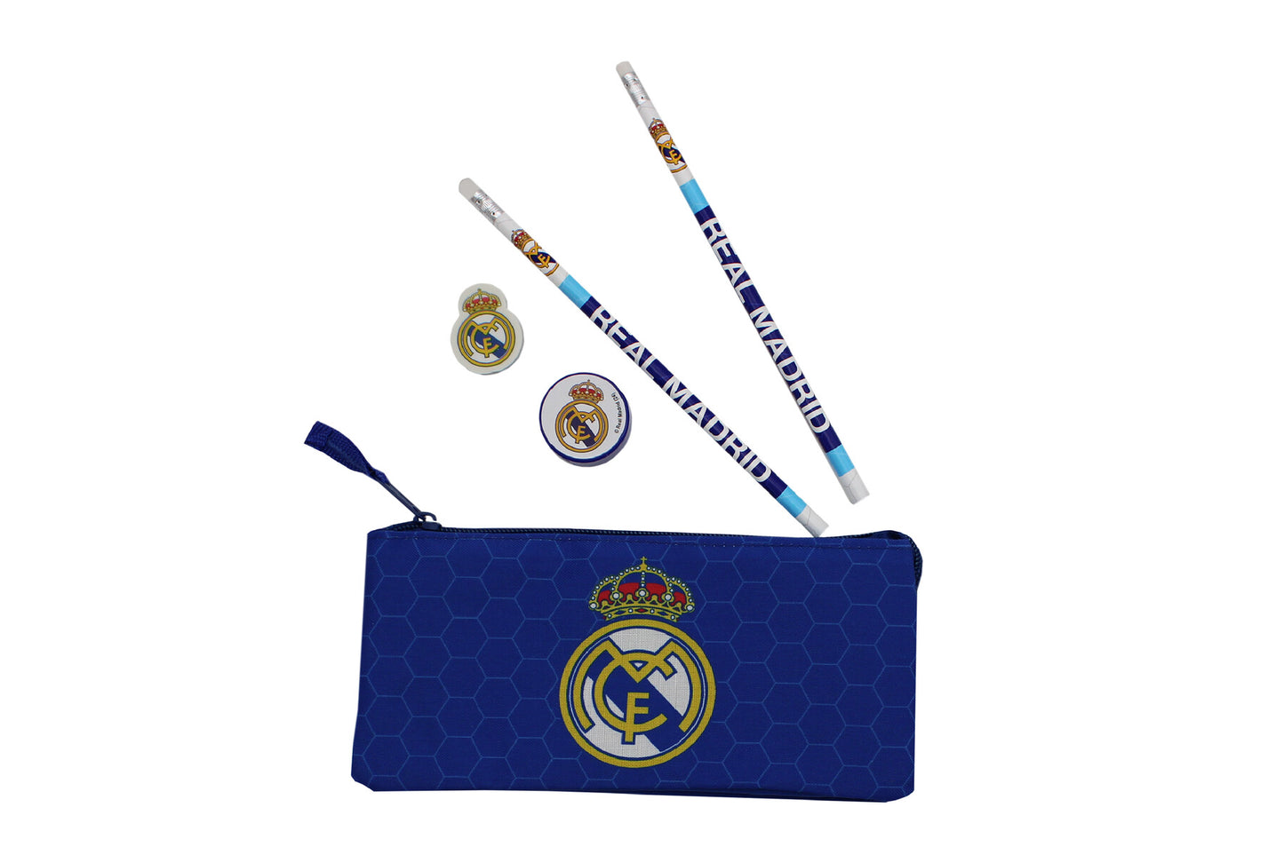 Real Madrid Schreibset mit Etui, 2 Bleistiften, Radiergummi und Spitzer