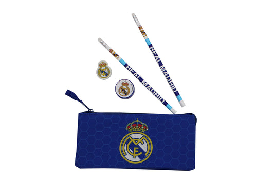 Real Madrid Schreibset mit Etui, 2 Bleistiften, Radiergummi und Spitzer