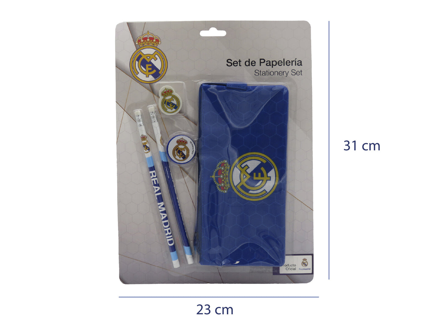 Real Madrid Schreibset mit Etui, 2 Bleistiften, Radiergummi und Spitzer
