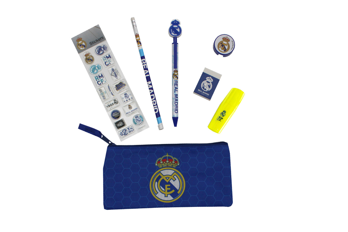 Real Madrid Schulset mit Federmäppchen, Bleistift und Textmarker
