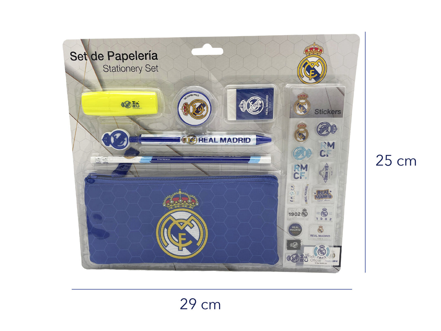 Real Madrid Schulset mit Federmäppchen, Bleistift und Textmarker