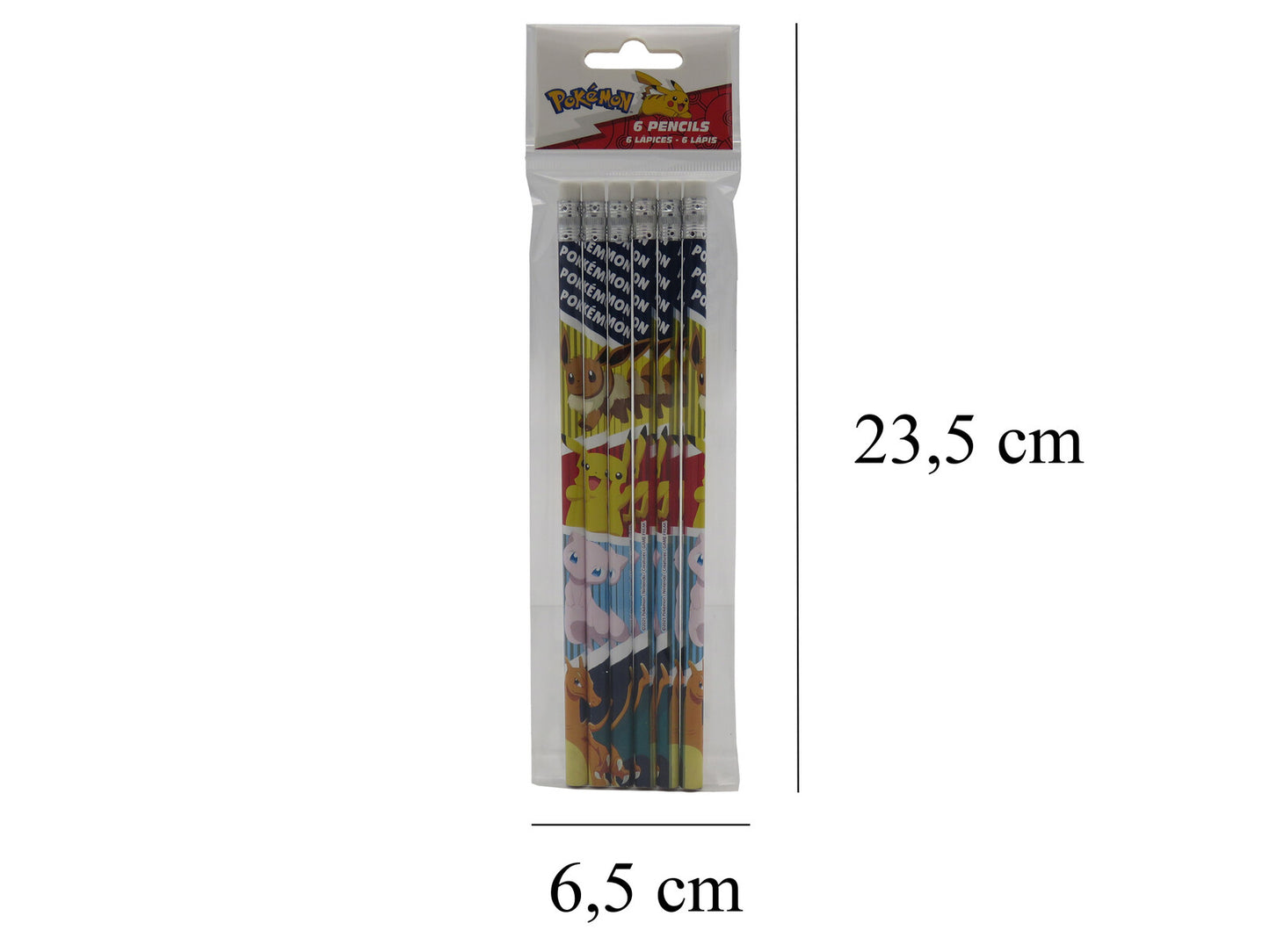 Pokémon Bleistift Set 6 teilig mit Radiergummi Schulbedarf