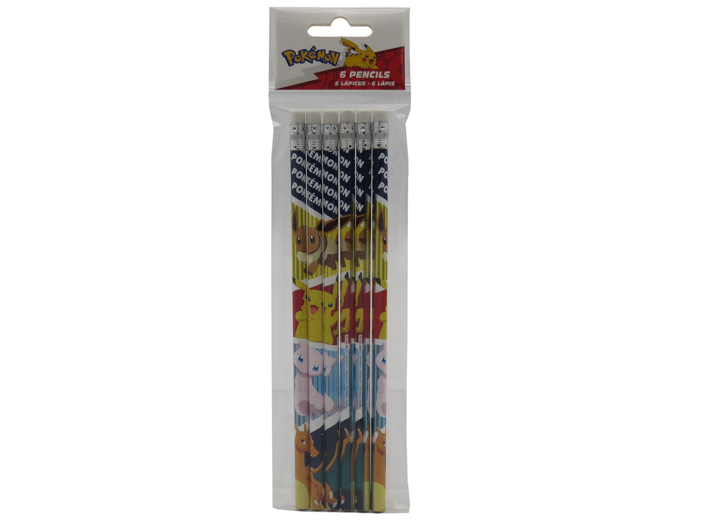 Pokémon Bleistift Set 6 teilig mit Radiergummi Schulbedarf