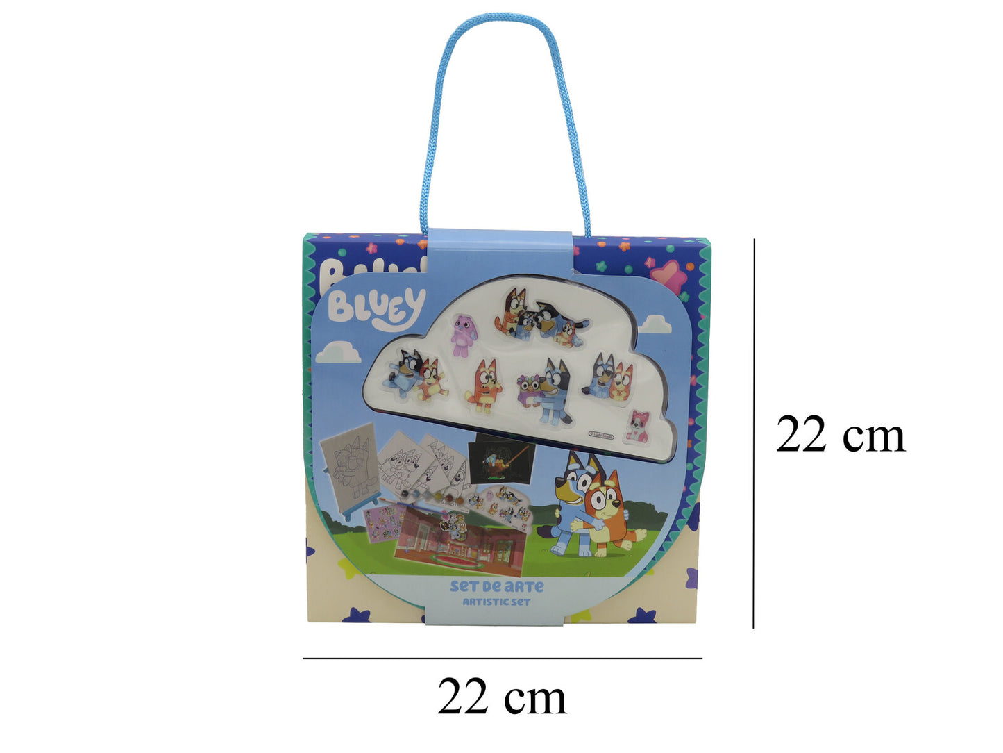 Bluey Kreativset Leinwand bemalen mit Staffelei Farben Pinsel Sticker und Kratzbilder Bastelset Kinder