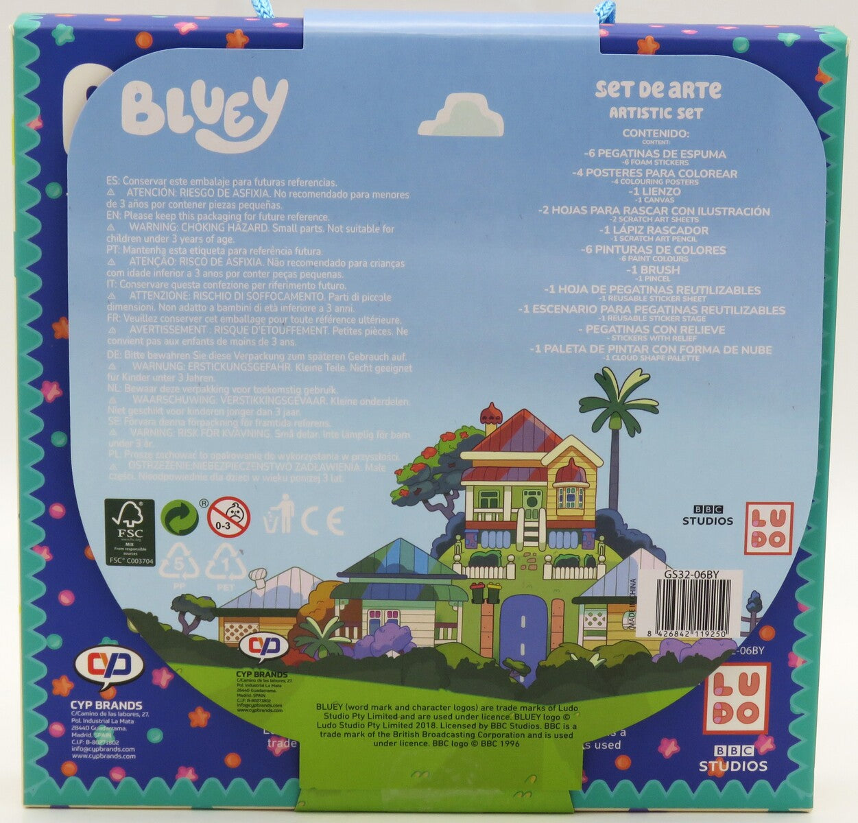 Bluey Kreativset Leinwand bemalen mit Staffelei Farben Pinsel Sticker und Kratzbilder Bastelset Kinder