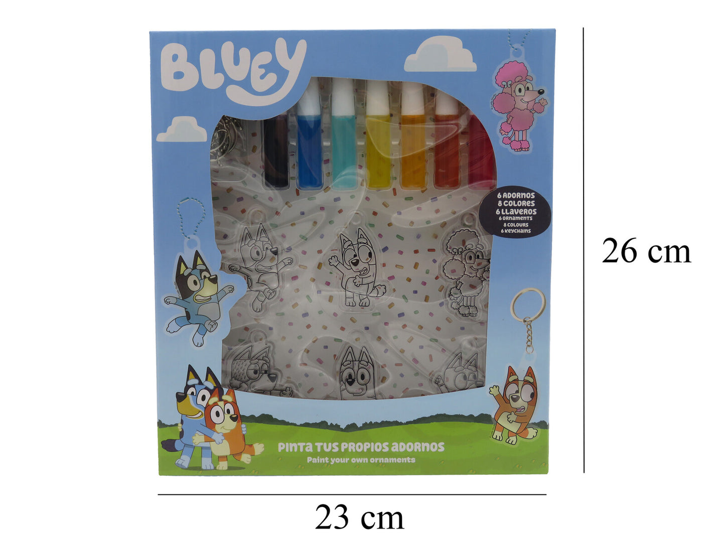 Bluey Bastelset Anhänger bemalen 6 Motive 8 Farben 6 Schlüsselringe Kreativset Kinder