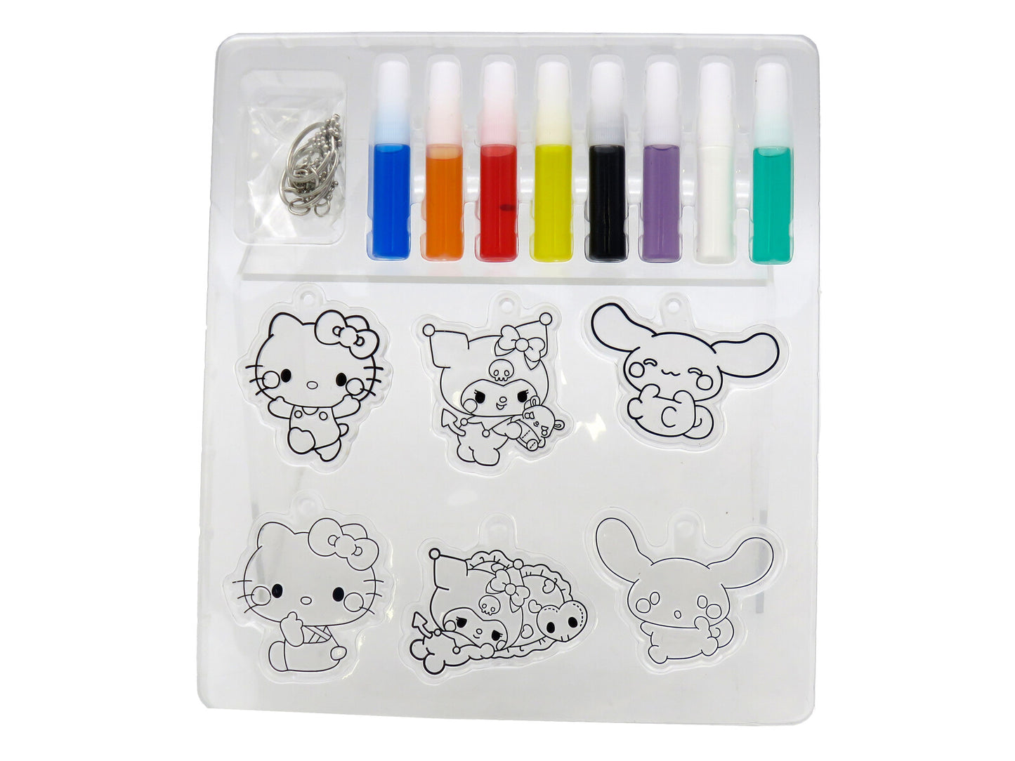 Hello Kitty Bastelset Anhänger bemalen 6 Motive 8 Farben 6 Schlüsselringe Kreativset Kinder