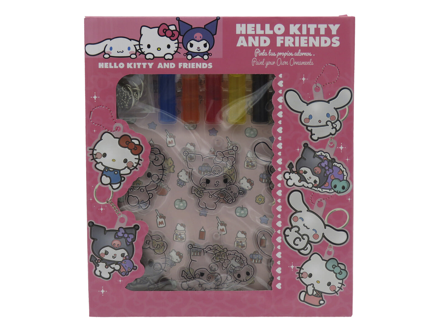 Hello Kitty Bastelset Anhänger bemalen 6 Motive 8 Farben 6 Schlüsselringe Kreativset Kinder