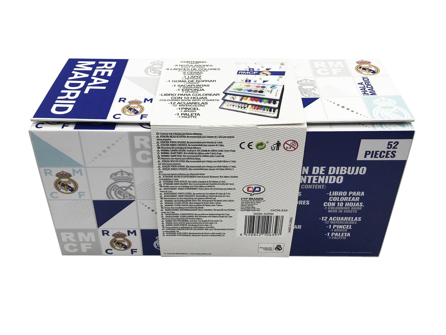 Real Madrid Künstler Malset Kinder 52 Teile Zeichenkoffer mit Farben Stiften und Zeichenblock