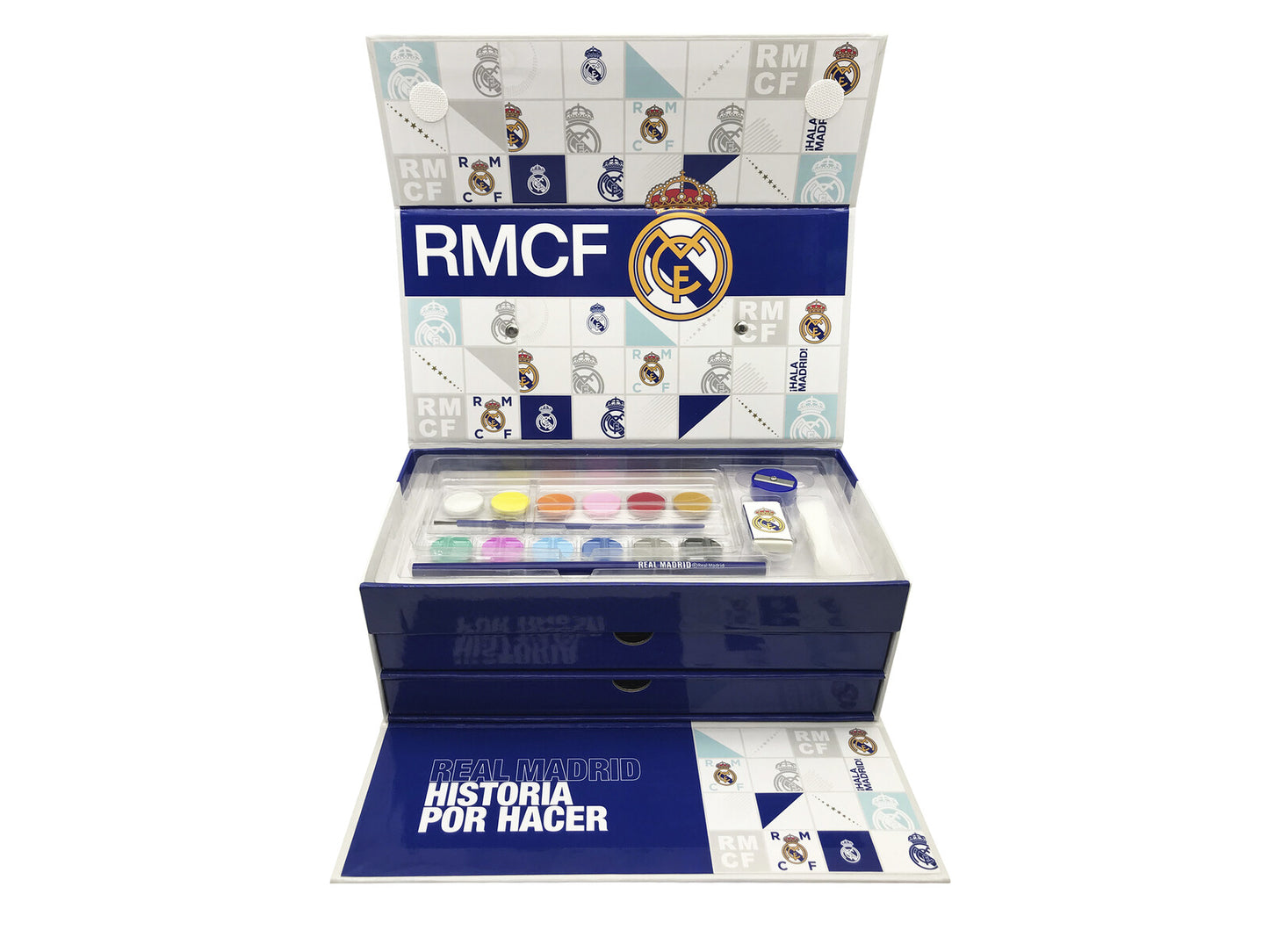 Real Madrid Künstler Malset Kinder 52 Teile Zeichenkoffer mit Farben Stiften und Zeichenblock