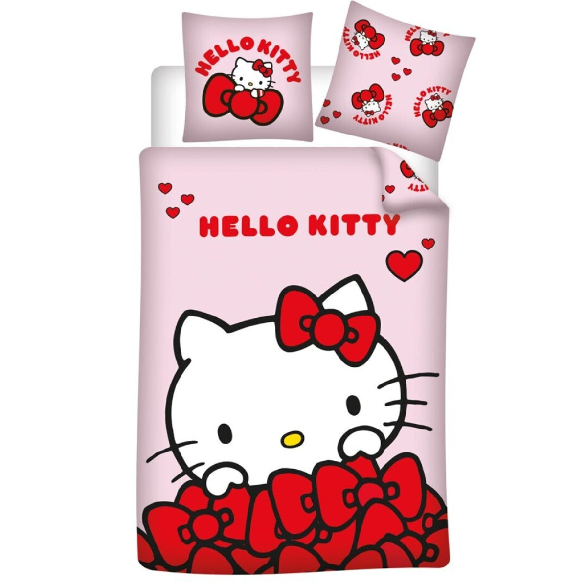 Hello Kitty Bettwäsche Set 140 × 200 cm mit Kissenbezug 65x65 cm